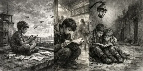 Emotional Monochrome Story Scenes generated by chatgpt-image