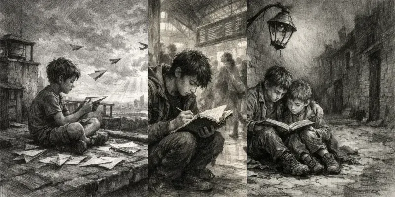 Emotional Monochrome Story Scenes generated by undefined