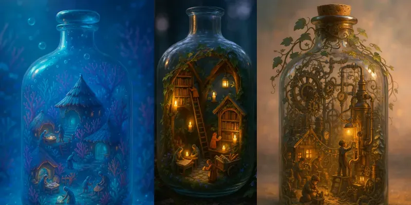 Miniature Worlds In Bottles generated by undefined