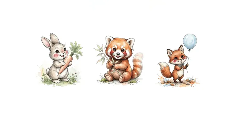 Watercolor Baby Animal Sticker Pod Art generated by undefined