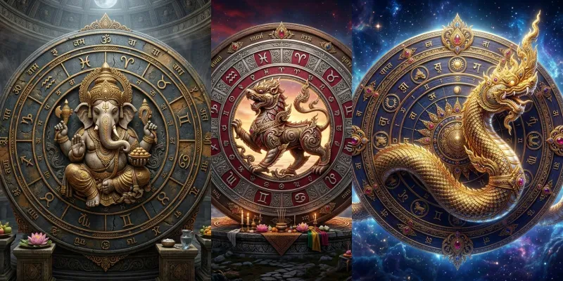 Ancient Thai Zodiac Wheel Art Generator generated by undefined