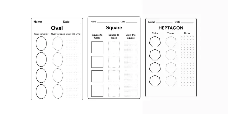 Color Trace Draw Shapes Worksheets generated by undefined