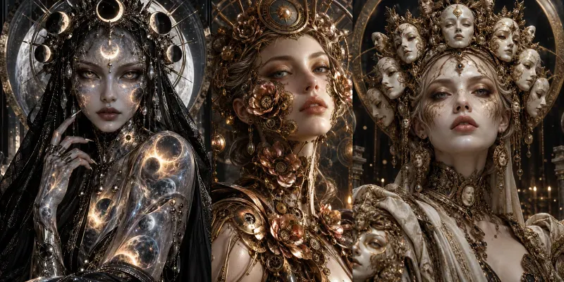 Surreal Luxury Eye Goddesses Dark generated by undefined
