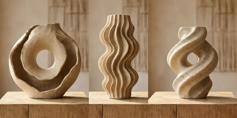 Modern Organic 3D Ceramic Art Vases generated by undefined