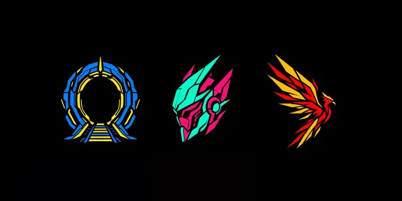 Vibrant Angled Neon Vector Logo Icons generated by undefined