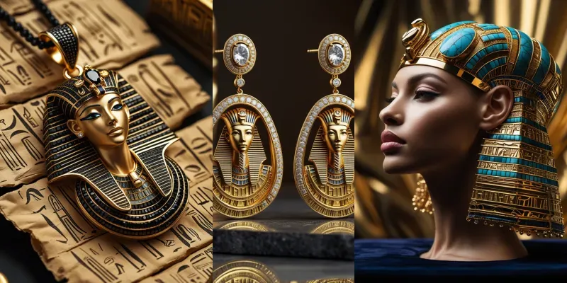 Women History Ancient Egypt Gold Designs generated by undefined