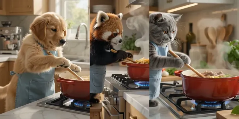 Cinematic Animal Cooking Videos generated by undefined