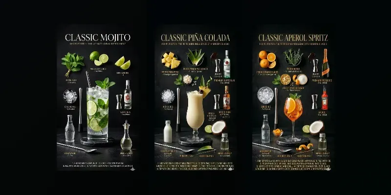 Elegant Cocktail Recipe Posters generated by undefined