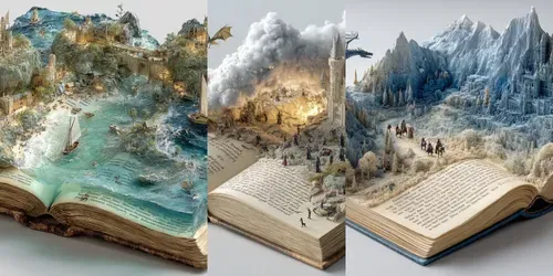 3D Fantasy Worlds In Open Book Dioramas generated by midjourney