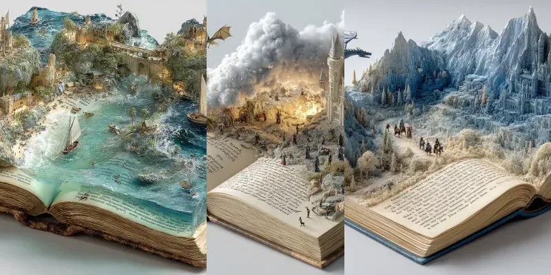 3D Fantasy Worlds In Open Book Dioramas generated by undefined