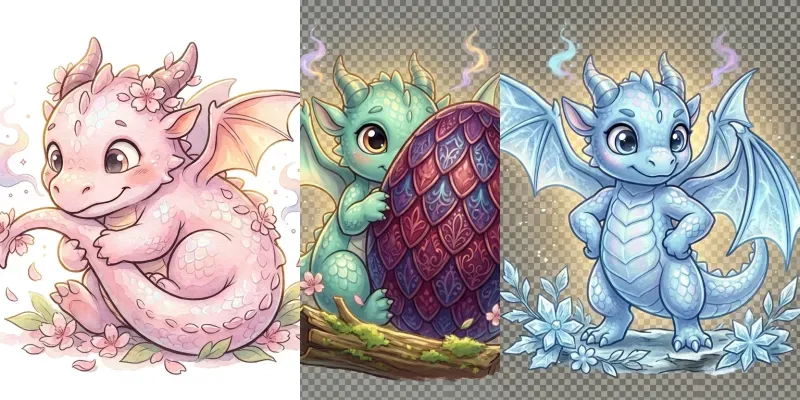 Whimsical Baby Dragon Character Art Packs generated by undefined