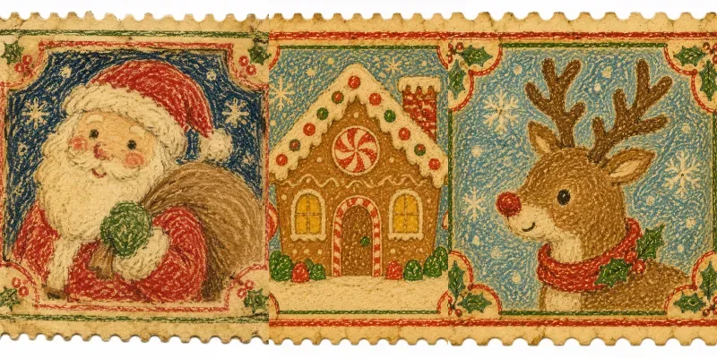Christmas Crayon Stamp Ephemera generated by undefined