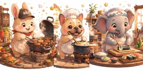 Whimsical Cooking Animals Disney Style generated by chatgpt-image