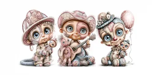 Cute Stitched Career Characters generated by midjourney