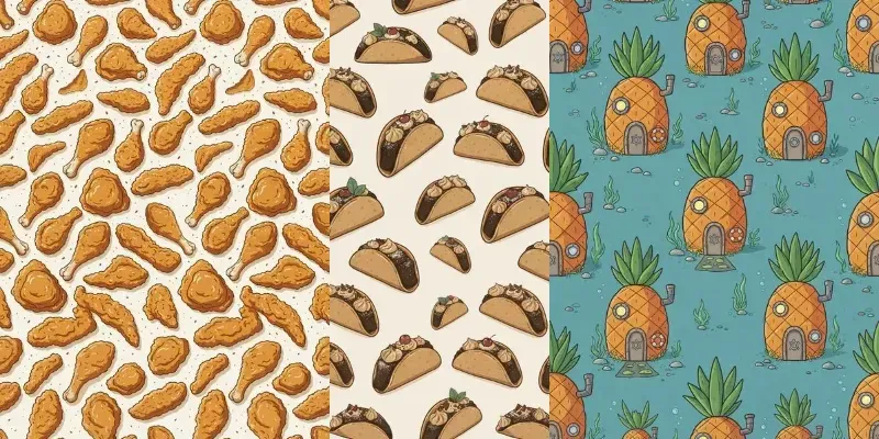 Flat Vector Editorial Seamless Patterns