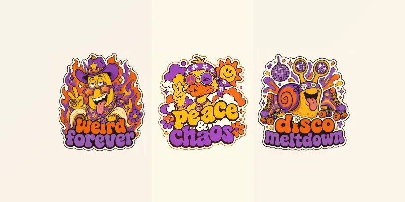Retro Groovy Face Stickers generated by undefined