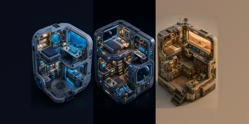 Futuristic Isometric Habitat Worlds generated by chatgpt-image