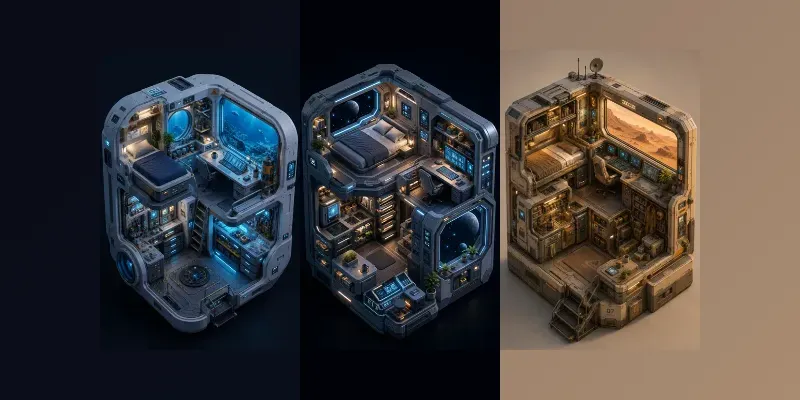 Futuristic Isometric Habitat Worlds generated by undefined