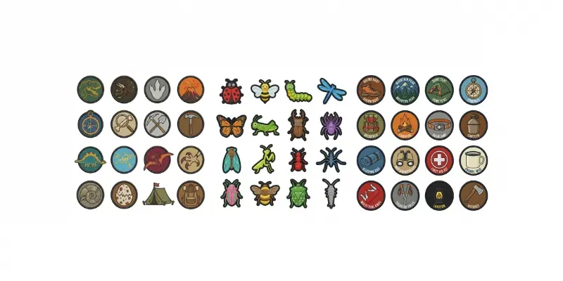 2D Flat Embroidered Patch 16in1 Grids