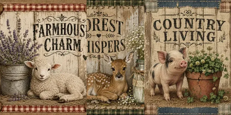 Rustic Farmhouse Wall Art Prints generated by undefined