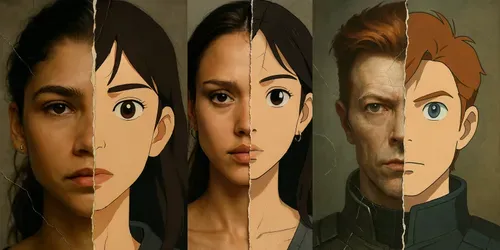 Split Realities Faces In Dual Worlds generated by chatgpt-image