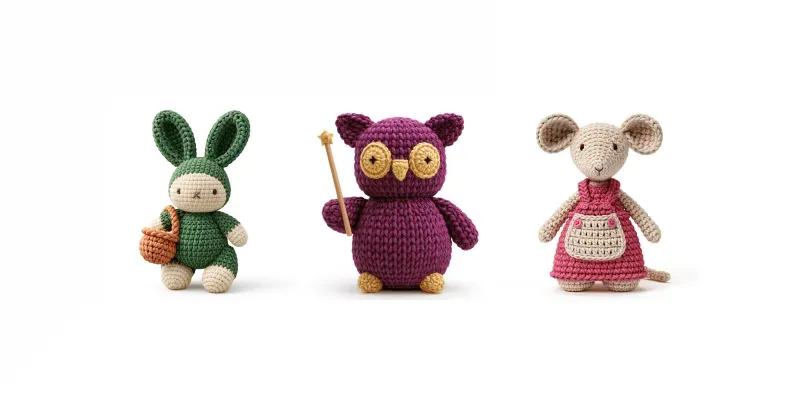 3D Crochet Amigurumi Character Cliparts generated by undefined