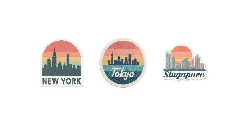 City Skyline Sunset Sticker Clipart generated by undefined