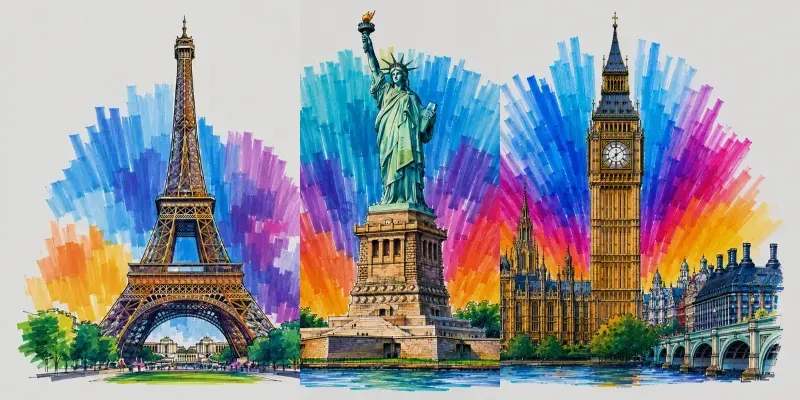 Vibrant Marker City Posters generated by undefined