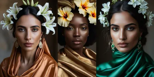 Luxury Women Silk Flora Portraits generated by leonardo