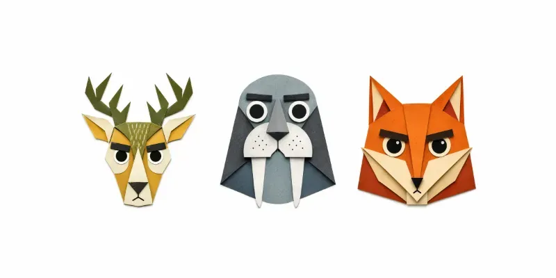 Retro Papercut Animal Portraits generated by undefined
