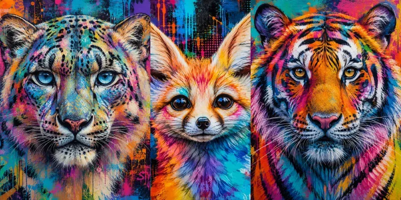 Vibrant Pop Art Animal Portraits generated by undefined