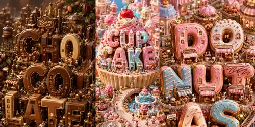 Miniature Dessert World Typographies generated by chatgpt-image