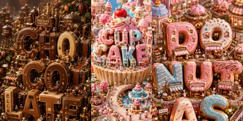 Miniature Dessert World Typographies generated by undefined