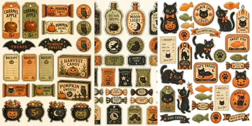 Vintage Halloween Candy Shop Ephemera generated by chatgpt-image