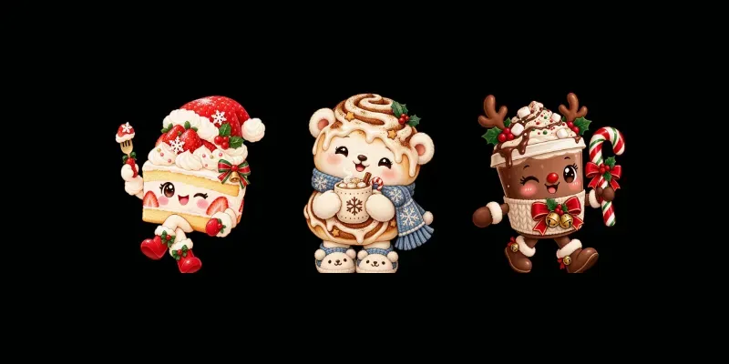Cute Christmas Café Menu Characters generated by undefined