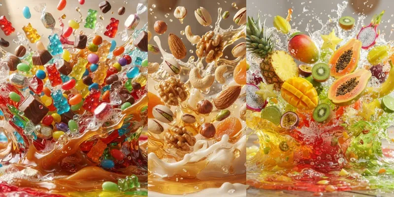 3D Food Splash Photography Series generated by undefined