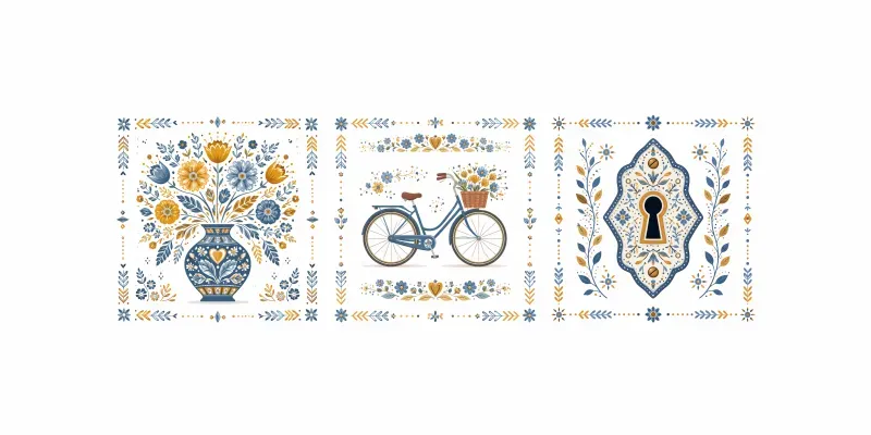 Nordic Folk Art Icon Grid Sets