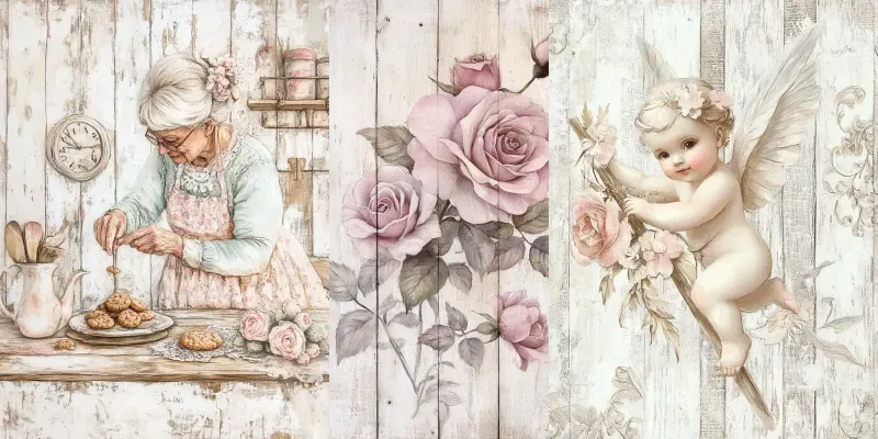 Junk Journal Ephemera Wood Shabby Looks generated by undefined