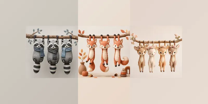 Cute Clay Hanging Animals generated by undefined