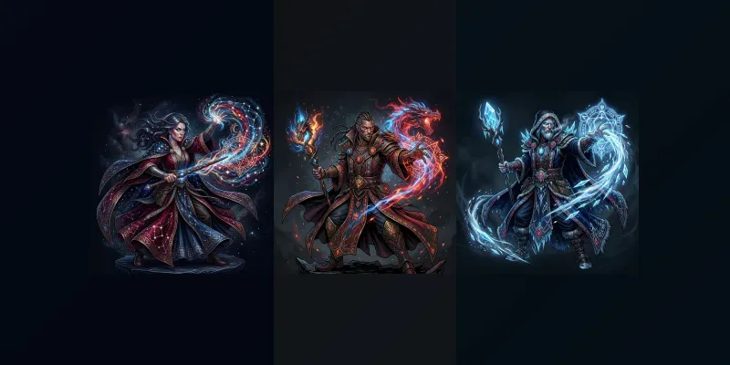 Iconic Spellcasting Sorcerer Portraits generated by undefined