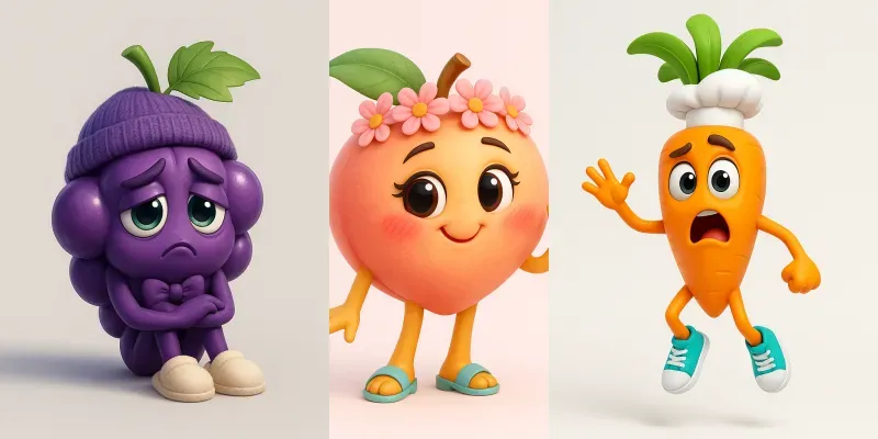 3D Fruit Mascot Pixar Style Characters generated by undefined