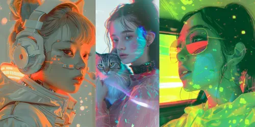 Vaporwave Anime Portraits generated by midjourney