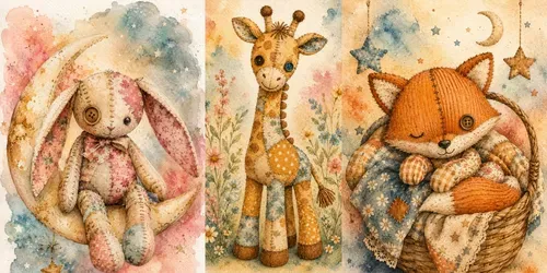 Vintage Patchwork Nursery Wall Art Decors generated by chatgpt-image