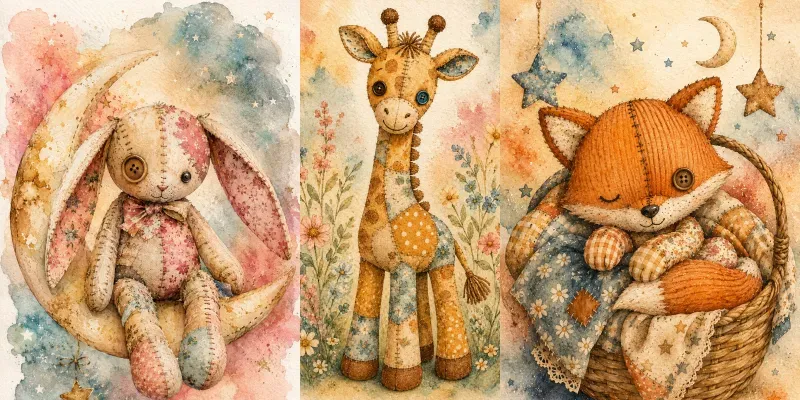 Vintage Patchwork Nursery Wall Art Decors generated by undefined