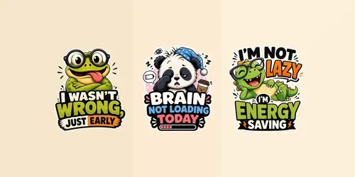 Funny Cartoon Quote Tshirt Design Packs generated by chatgpt-image