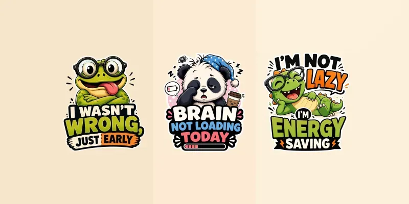 Funny Cartoon Quote Tshirt Design Packs generated by undefined