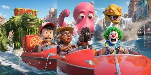 3D Pixar Canal Chase Animation Videos generated by veo