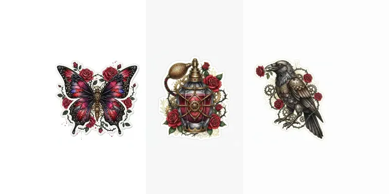 Dark Gothic Steampunk Valentine Clipart generated by undefined