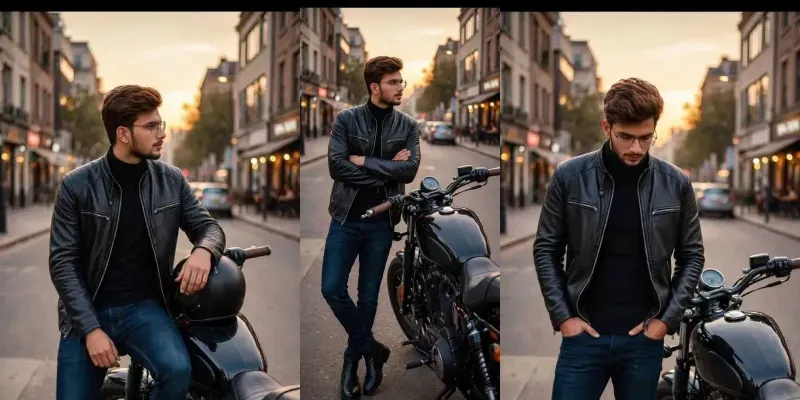 Cinematic Urban Biker Boy Mens Fashion generated by undefined