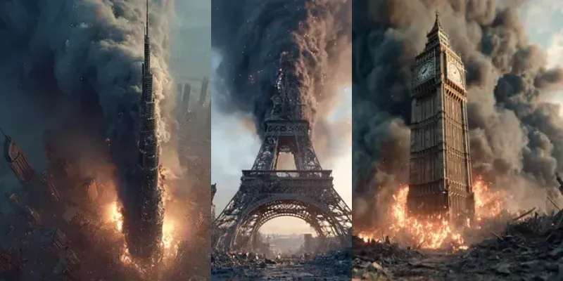 Post Apocalyptic War Torn Cinematic Shots generated by undefined
